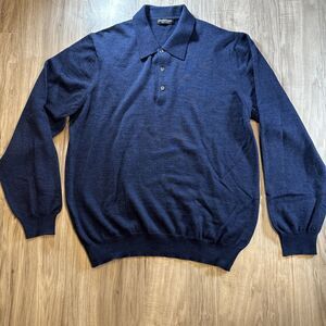 Joseph Lyman Made In Italy Mens 100% Extra Fine Merino Wool Blue Sweater Size L